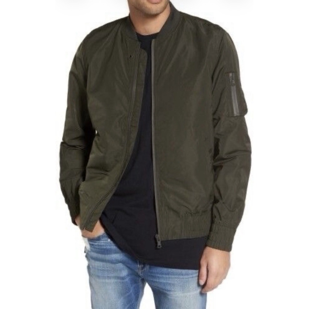 TOPMAN‎ Elton Bomber Windbreaker Lightweight Jacket - Dark Green-Size small